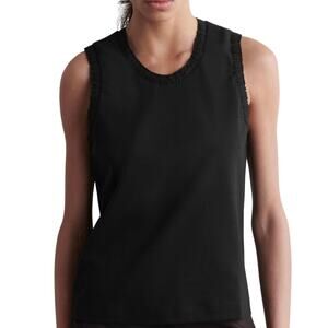 ♥️ COS Gathered Cotton Tank Top Black Women Size M